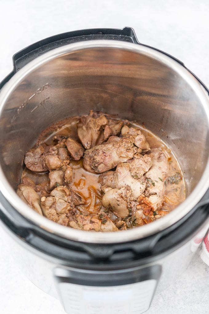 Cooked chicken liver in Instant Pot.