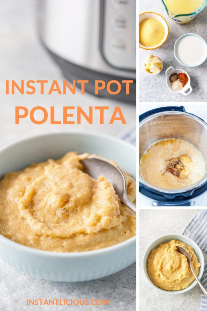 Instant Pot Polenta is creamy, savoury, and delicious. It's an easy side for meals with rich or creamy sauces. Great alternative to rice or potatoes | instantlicious.com #instantpot #instantpotrecipe #polenta