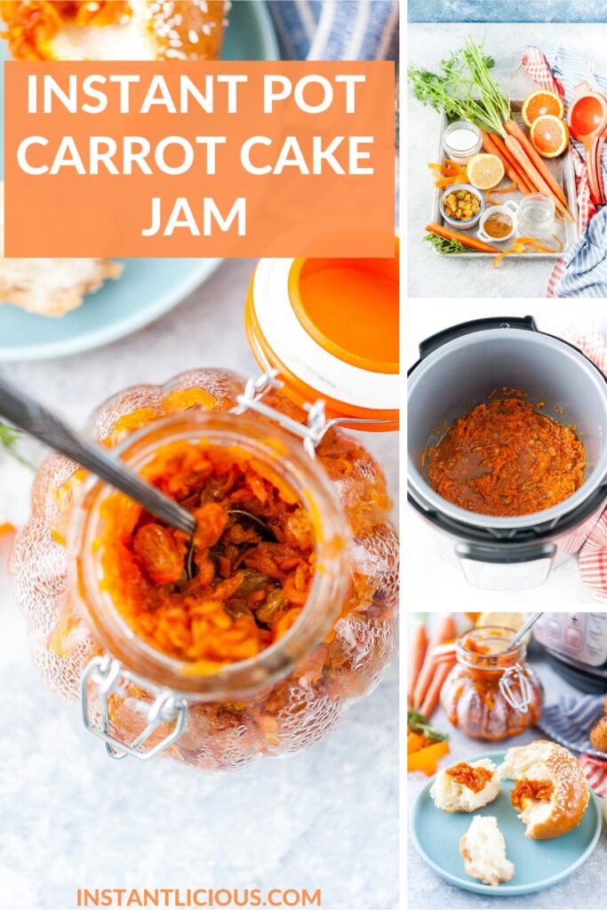 Instant Pot Carrot Cake Jam is delicious, easy, and very quick to make. It's great on some buttered toast or pancakes. Perfect addition to an Easter Brunch | instantlicious.com #instantpotrecipes #easter #carrotcake