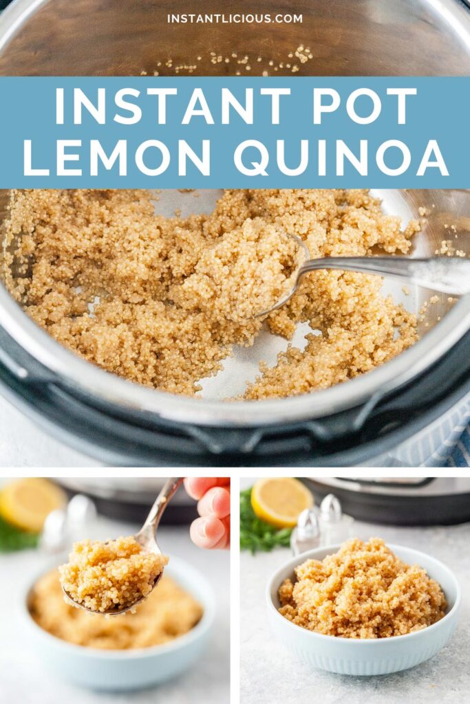 Instant Pot Lemon Quinoa is a delicious and flavourful side dish. Perfect to add to salads and for meal prepping. Cooks in just 1 minute (and natural pressure release) | instantlicious.com #instantpotquinoa #instantpotrecipes