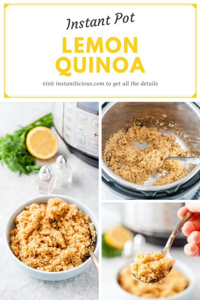 Instant Pot Lemon Quinoa is a delicious and flavourful side dish. Perfect to add to salads and for meal prepping. Cooks in just 1 minute (and natural pressure release) | instantlicious.com #instantpotquinoa #instantpotrecipes