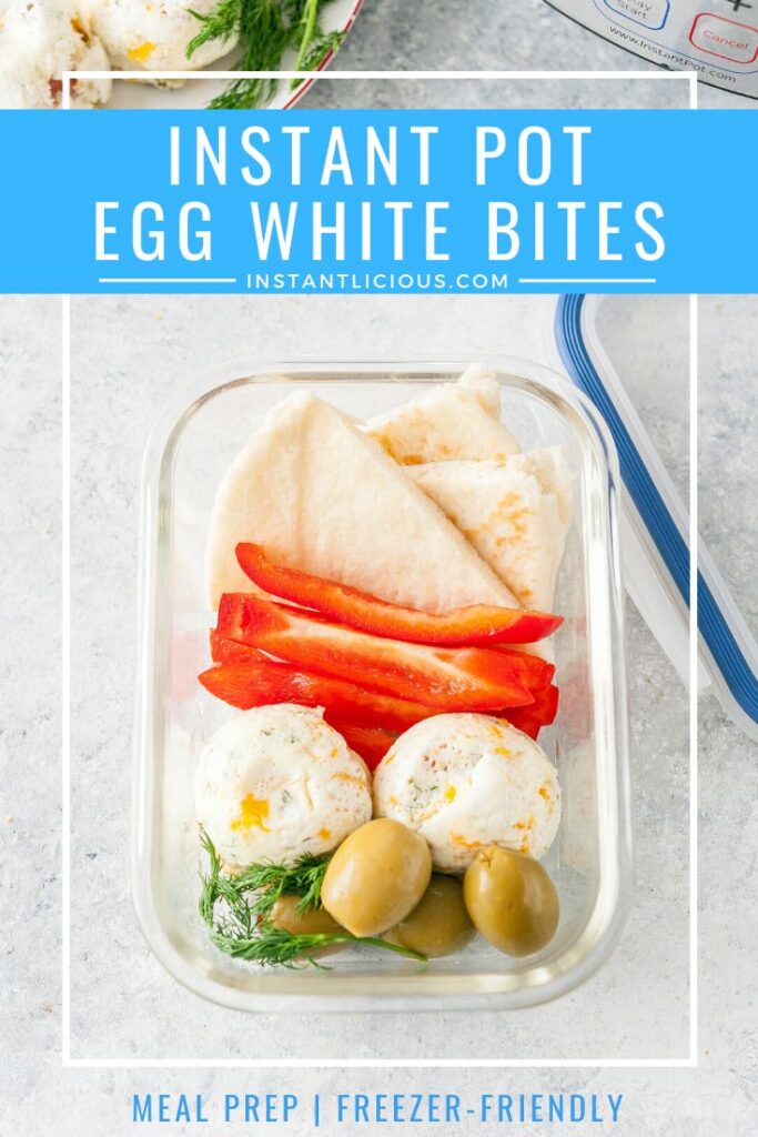 Instant Pot Ham and Cheese Egg White Bites are a healthy and delicious breakfast omelettes. They are great to have on hand for a quick snack. Freezer-friendly and easy to meal prep on the weekend | instantlicious.com #instantpotrecipes #eggbites